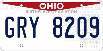 OH license plate GRY8209
