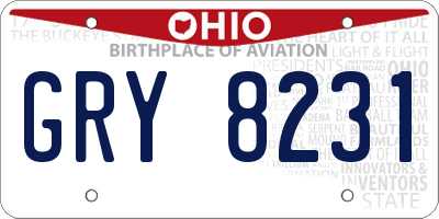 OH license plate GRY8231