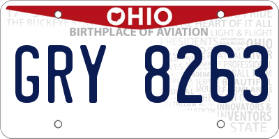 OH license plate GRY8263