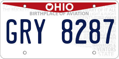 OH license plate GRY8287