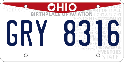 OH license plate GRY8316
