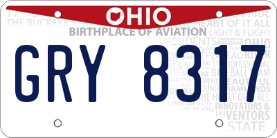 OH license plate GRY8317