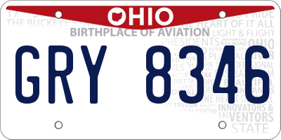 OH license plate GRY8346