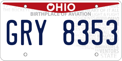OH license plate GRY8353