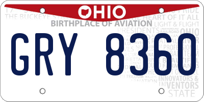 OH license plate GRY8360