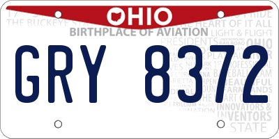 OH license plate GRY8372