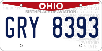 OH license plate GRY8393