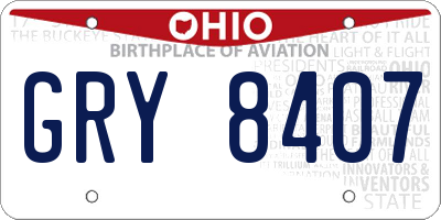 OH license plate GRY8407