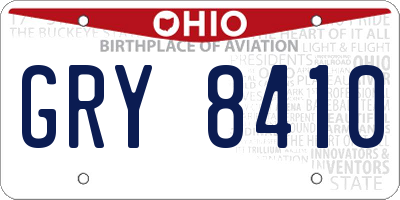OH license plate GRY8410