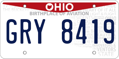 OH license plate GRY8419