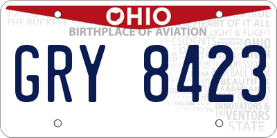 OH license plate GRY8423