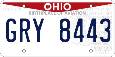 OH license plate GRY8443