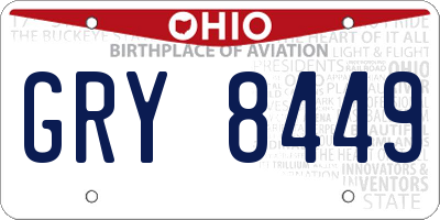 OH license plate GRY8449