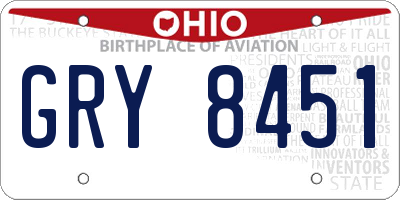 OH license plate GRY8451