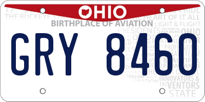 OH license plate GRY8460