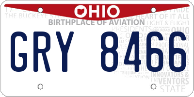 OH license plate GRY8466