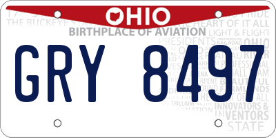 OH license plate GRY8497