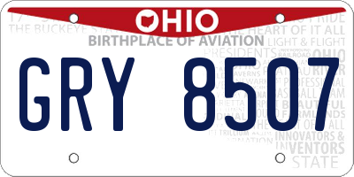 OH license plate GRY8507