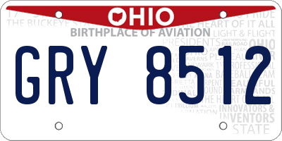 OH license plate GRY8512