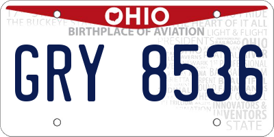 OH license plate GRY8536
