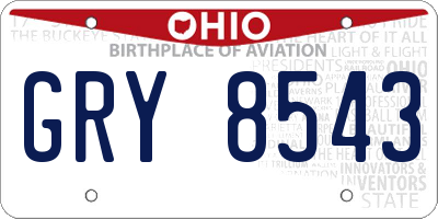 OH license plate GRY8543