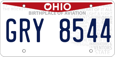 OH license plate GRY8544