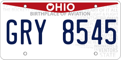 OH license plate GRY8545