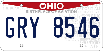 OH license plate GRY8546