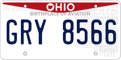 OH license plate GRY8566