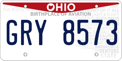 OH license plate GRY8573