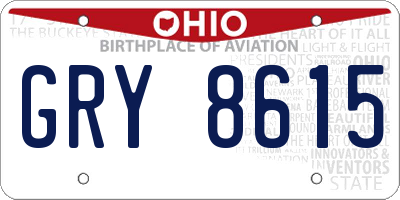OH license plate GRY8615