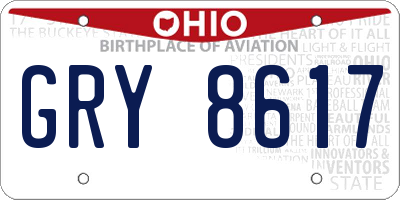 OH license plate GRY8617