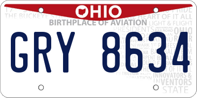 OH license plate GRY8634