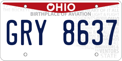 OH license plate GRY8637
