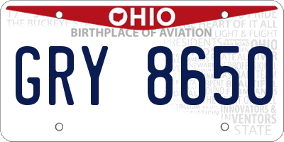 OH license plate GRY8650