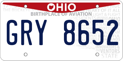 OH license plate GRY8652