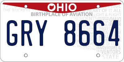 OH license plate GRY8664