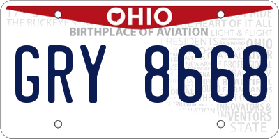 OH license plate GRY8668