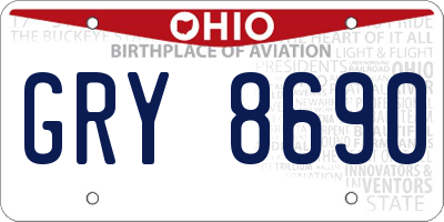 OH license plate GRY8690