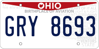 OH license plate GRY8693