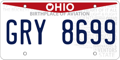 OH license plate GRY8699