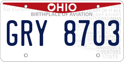 OH license plate GRY8703