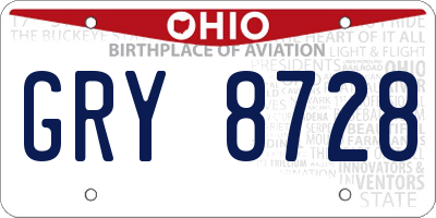 OH license plate GRY8728