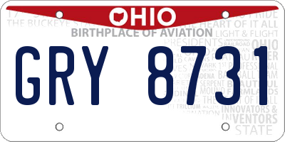 OH license plate GRY8731