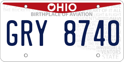 OH license plate GRY8740