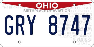 OH license plate GRY8747
