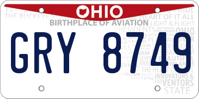 OH license plate GRY8749