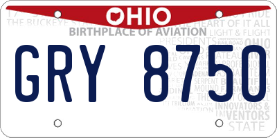 OH license plate GRY8750