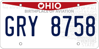 OH license plate GRY8758
