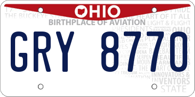 OH license plate GRY8770